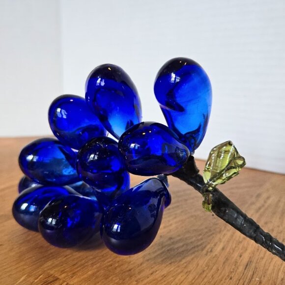 Cobalt Blue Glass Grape Cluster | Mid-Century Modern Vintage Hand Blown Grapes - Picture 3 of 5